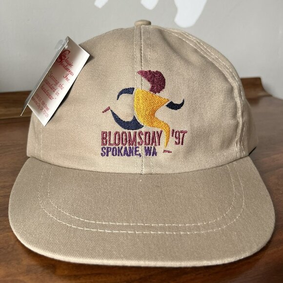 NWT 1997 Spokane WA Lilac Bloomsday Run Ball Cap Hat Beige Unisex Vintage USA - Picture 2 of 12